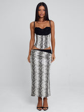 Ellapink RAVELLE MIDI SKIRT SILVER SNAKE