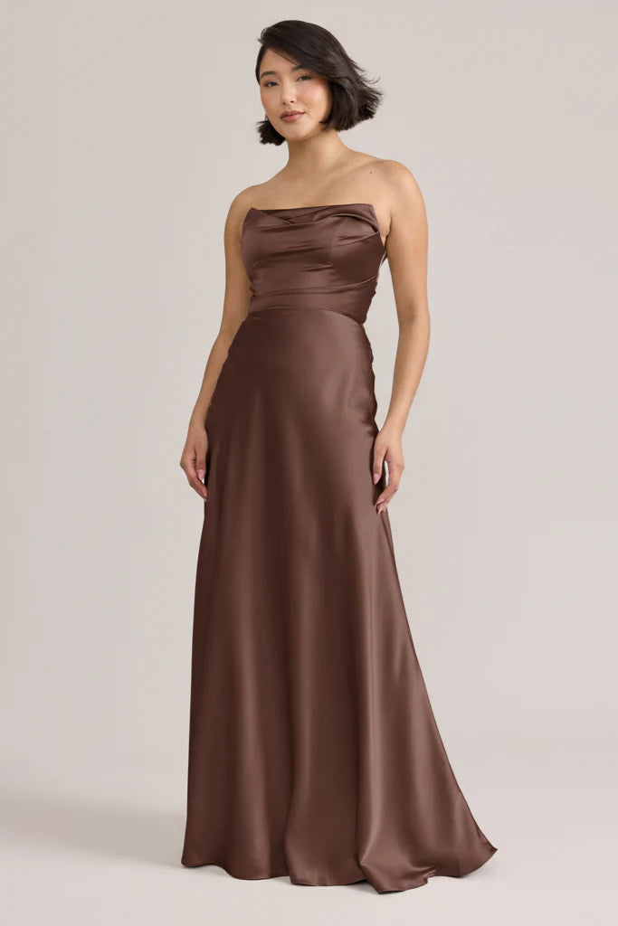 Ellapink Satin Dress | Ready To Ship | Mahogany