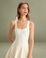 Women's Beige Knitted Sweater Dress