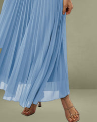 Blue Sweetheart Neck Flowy Slip Maxi Dress