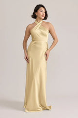 Ellapink Satin Dress | Ready To Ship | Pale Yellow