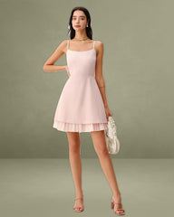 Pink Contrast A-Line Slip Mini Dress
