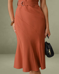 Red V Neck Mermaid Sleeveless Midi Dress