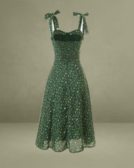 The Floral Tie Straps Midi Dress