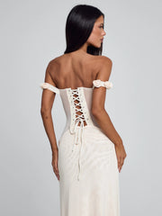 MARCELINE MAXI DRESS BEIGE