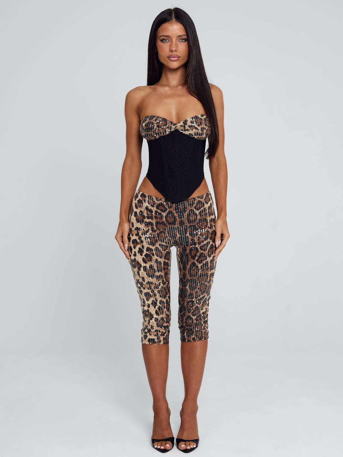 Ellapink EIRA CAPRI PANT LEOPARD SEQUIN