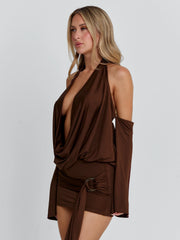 Ellapink CELINA MINI DRESS CHOCOLATE