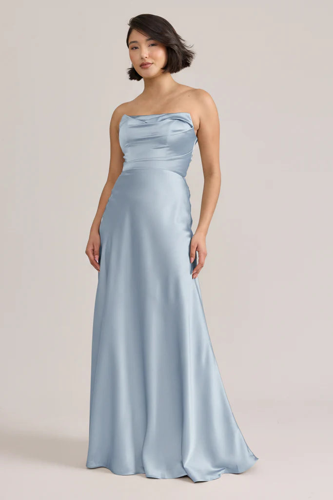 Ellapink Satin Dress | Ready To Ship | Sky Blue