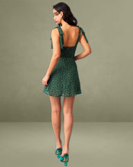 The Green Sweetheart Neck Floral Slip Mini Dress