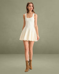 Women's Beige Knitted Sweater Dress