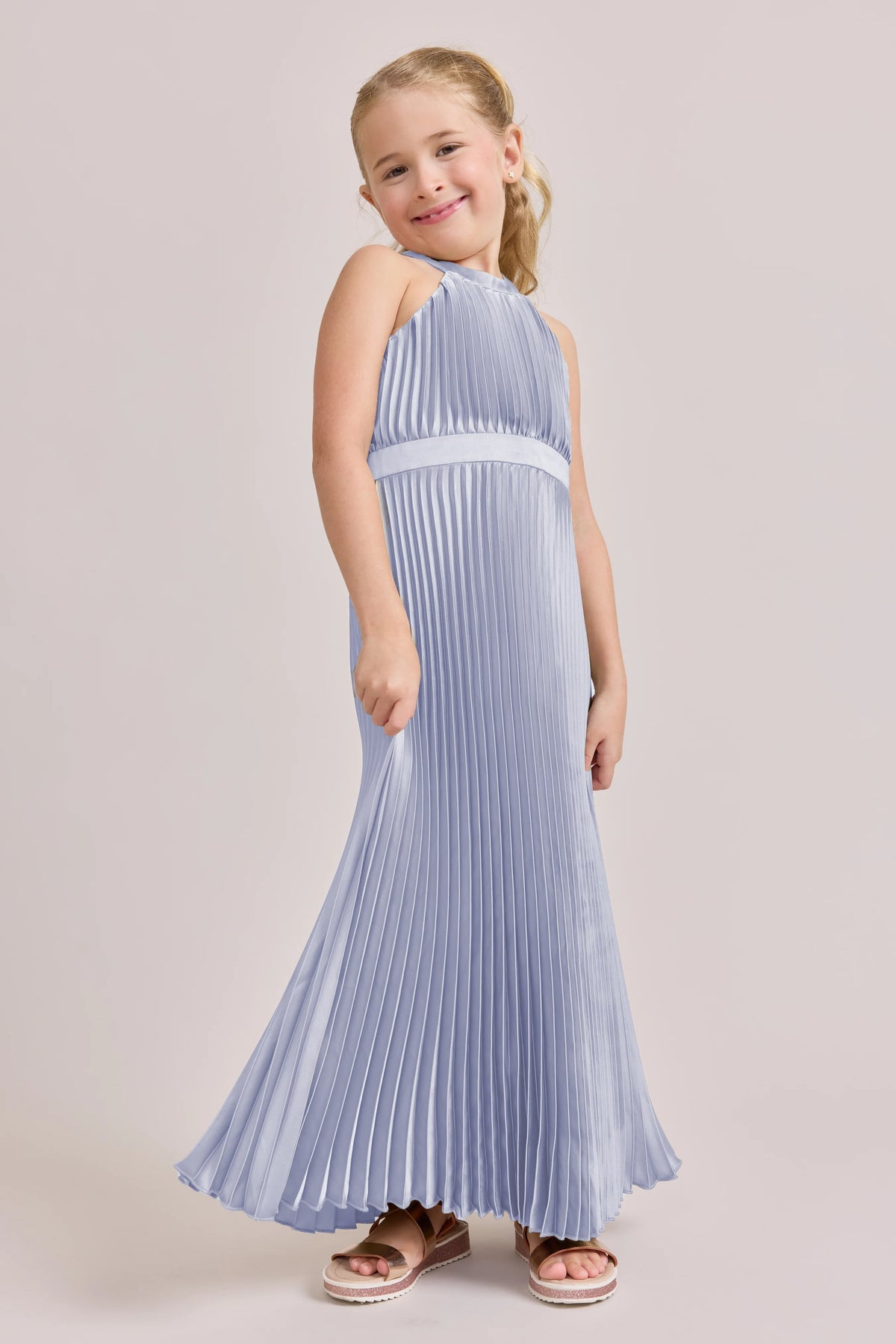 Kids Mazie Satin Pleated Dress | Made To Order