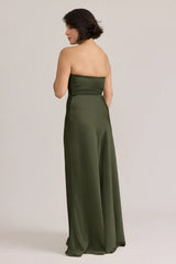 Ellapink Satin Dress | Ready To Ship | Deep Olive