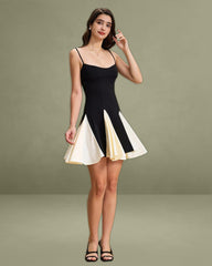 Black Contrast Slip Mini Dress