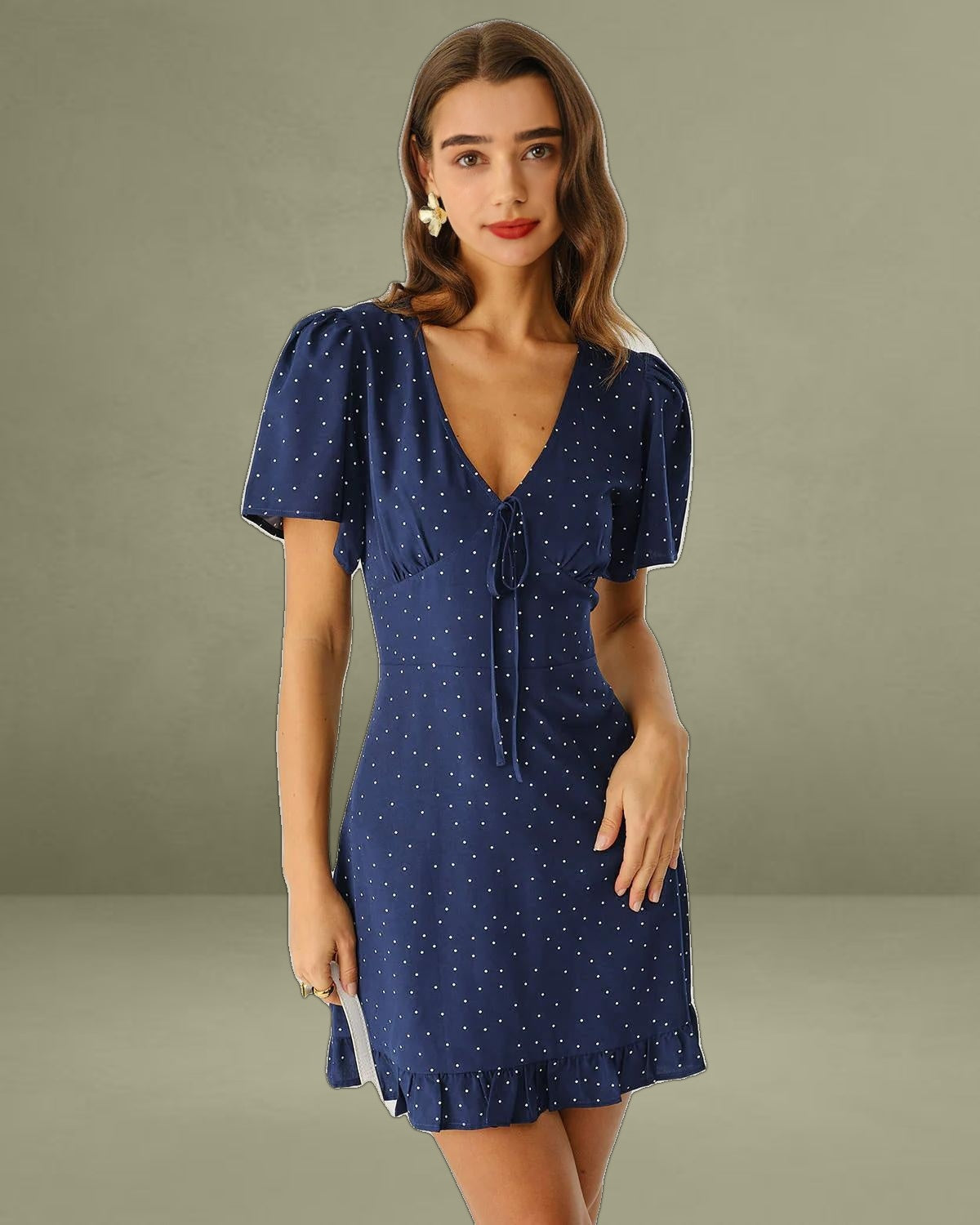 Blue Polka Dot Mini Dress