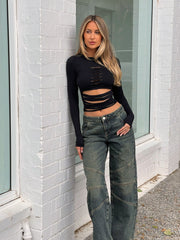 COLTER LONG SLEEVE TOP BLACK