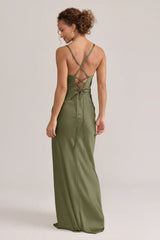 Ellapink Satin Dress | Ready To Ship | Moss