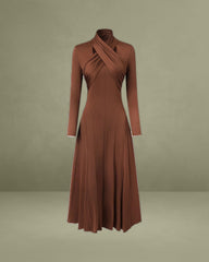 Brown Asymmetrical A-Line Maxi Dress