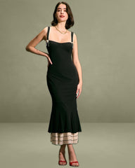 Black Sweetheart Neck Bodycon Maxi Slip Dress