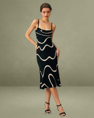 The Black Wave Mermaid Hem Knit Midi Dress
