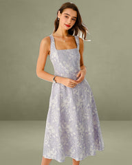 Purple Floral Slip Midi Dress