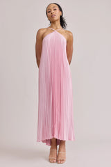 Ellapink Satin Pleated Dress | Made To Order