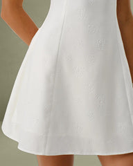 White Square Neck Textured Slip Dress