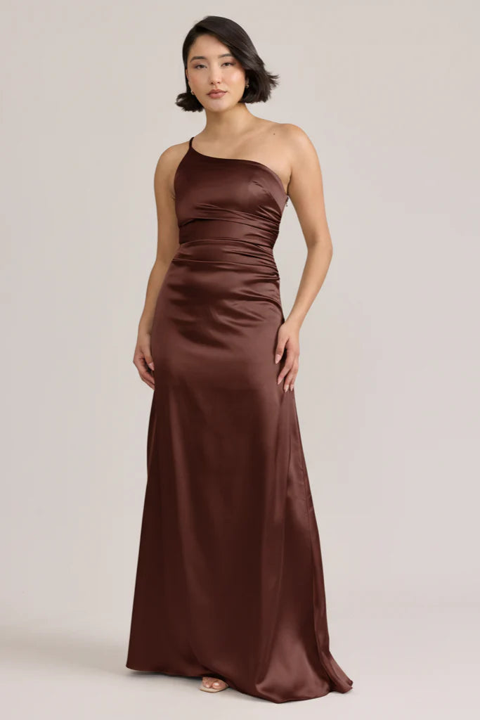 Ellapink  Satin Dress Mahogany | Ready To Ship