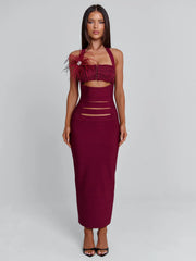 Ellapink LUNABELLE MIDI DRESS BURGUNDY