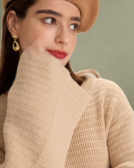 Beige Drop Shoulder Sweater Mini Dress