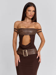 Ellapink ROZIA MAXI DRESS BROWN