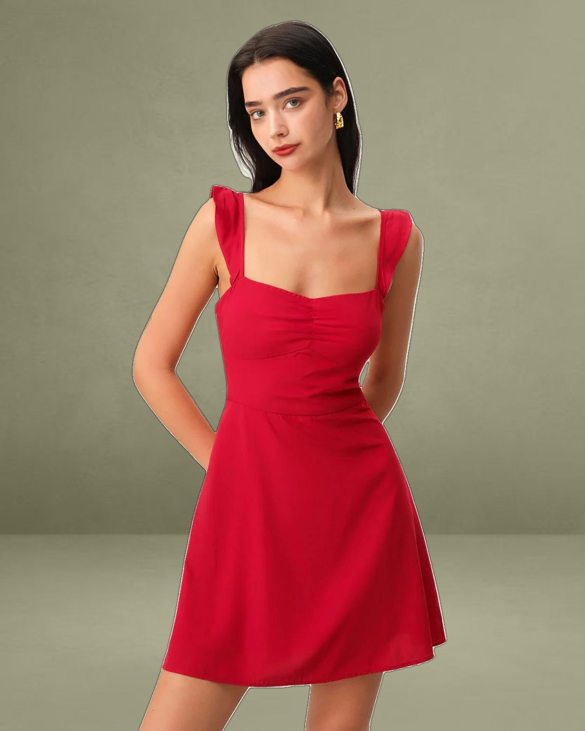 Red Sweetheart Neck Slip Mini Dress