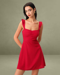 Red Sweetheart Neck Slip Mini Dress