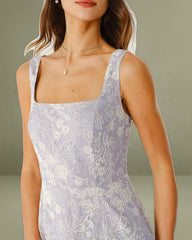 Purple Floral Slip Midi Dress