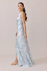 Ellapink Satin Floral Print Dress | Made To Order