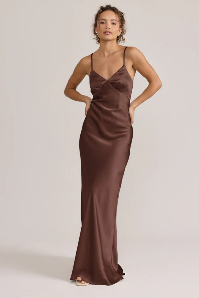 Ellapink Satin Dress | Ready To Ship | Mahogany