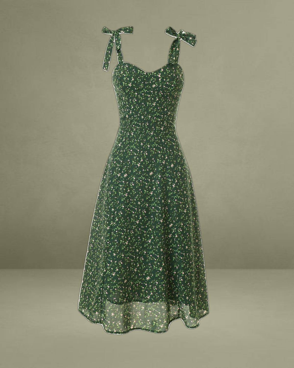 The Floral Tie Straps Midi Dress