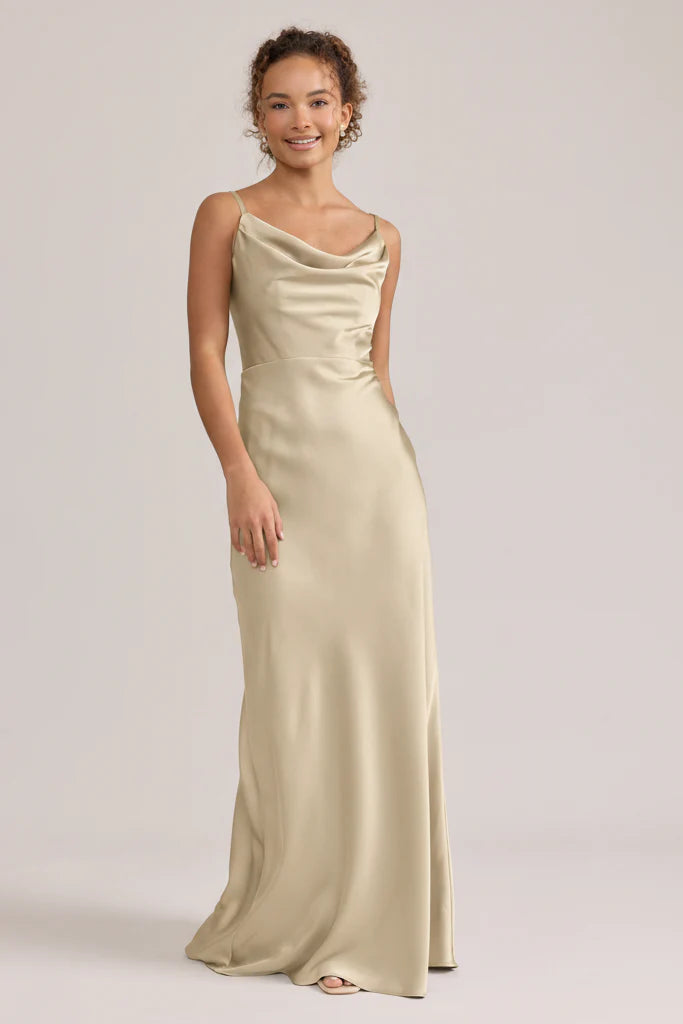 Tess Satin Dress | Ready To Ship | Gold Champagne