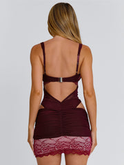 Ellapink VAYLA MINI DRESS DEEP RED
