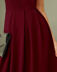 Wine Red Pleated Maxi Slip Dress