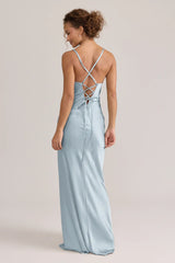 Ellapink Satin Dress | Ready To Ship | Sky Blue