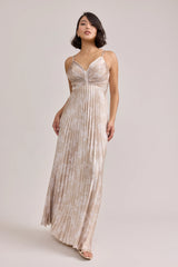 Ellapink Satin Pleated Floral Print Dress | Made To Order