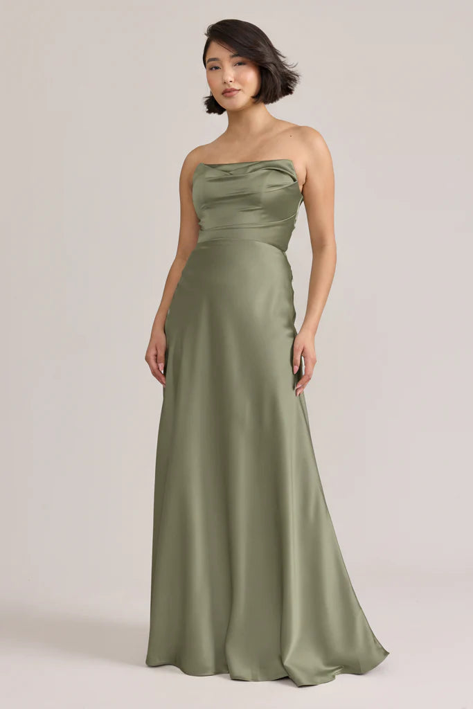 Ellapink Satin Dress | Ready To Ship | Moss