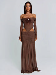 ANGELAE MAXI DRESS CHOCOLATE BROWN