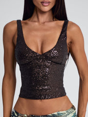 ROEI CORSET TOP DARK BROWN