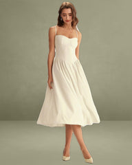 Beige Square Neck Pocket Slip Midi Dress