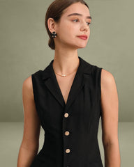 The Black V-Neck Tunic Midi Dress