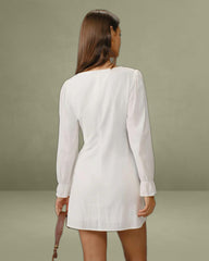 White Square Neck A-Line Mini Dress