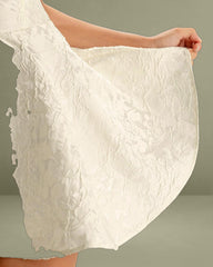 White Jacquard Ruched Slip Mini Dress