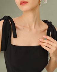 Black Chiffon Tie Strap Maxi Dress