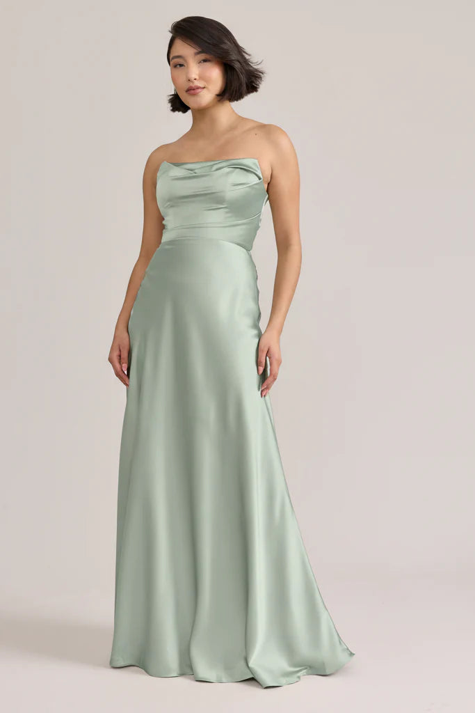 Ellapink Satin Dress | Ready To Ship | Sage